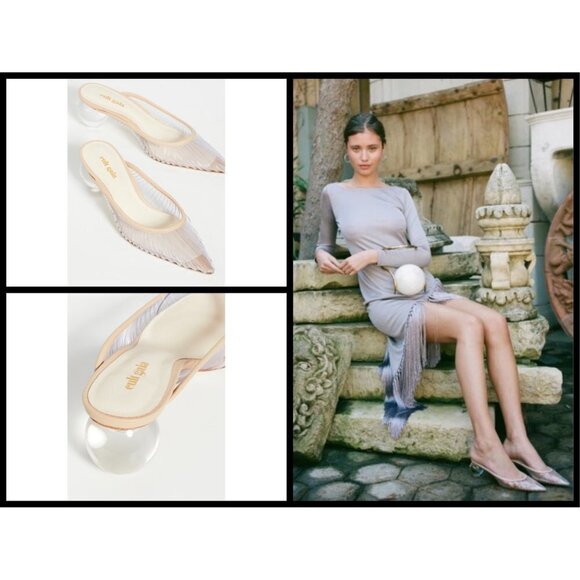 Cult Gaia Silver and Cream Mules - Picture 2 of 16